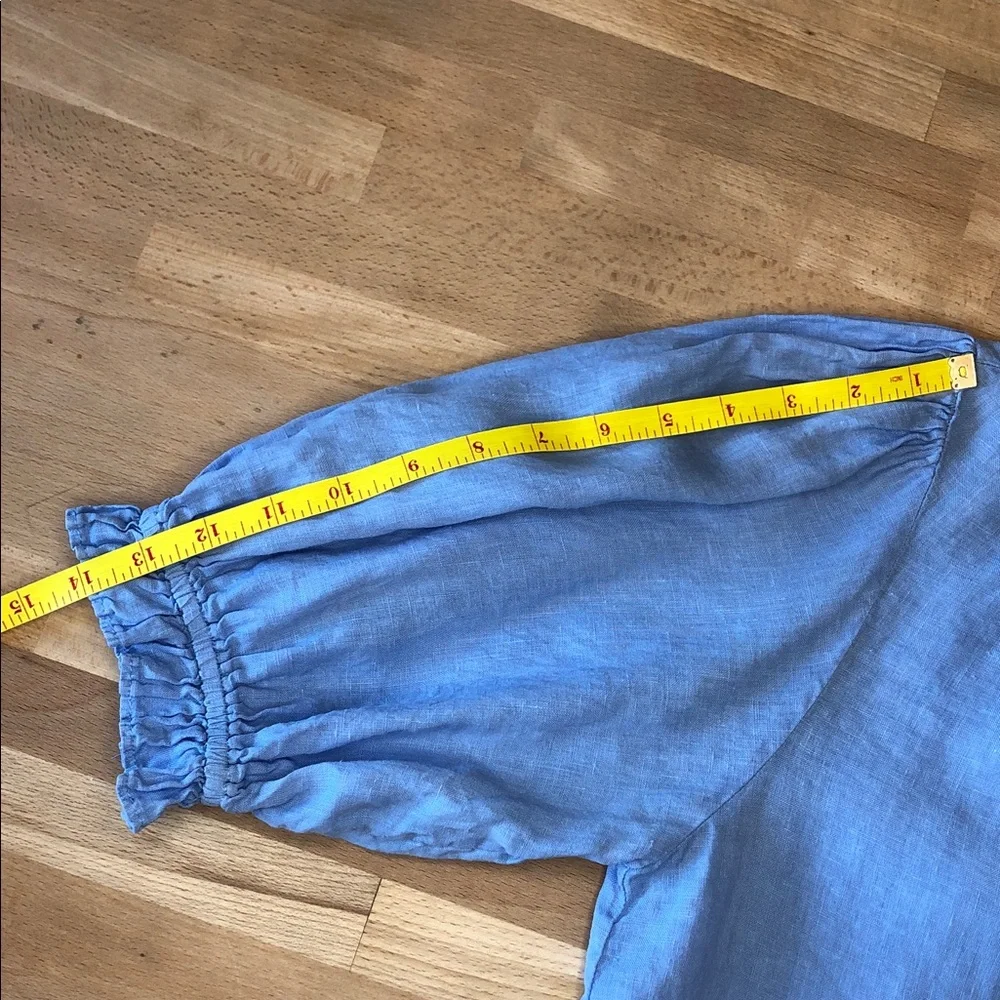 Velvet by Graham & Spencer Linen Sky Blue Top Blouse Small - Picture 8 of 12